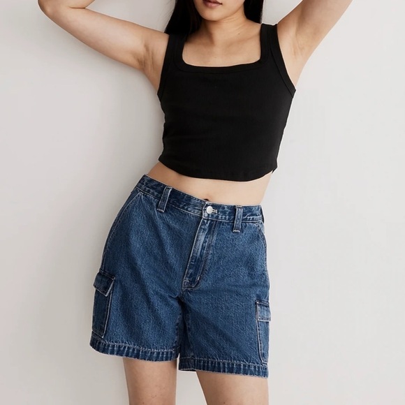 Madewell Tailored Crop Tank in Sleekhold NL398 Black - Picture 1 of 9